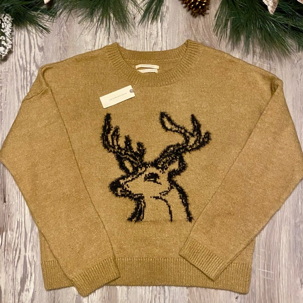 NWT Anthropologie Oh Deer Sweater